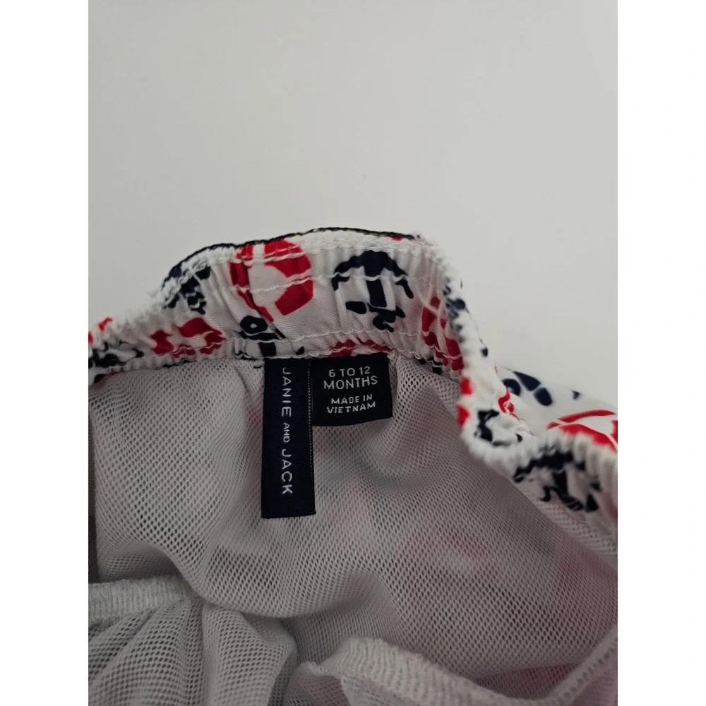 Janie and Jack Kids‎ Nautical Anchor Life Ring Swim Trunks White Red Navy 6-12M
